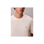 Calvin Klein Classic Waffle Ανδρικό Κοντομάνικο T-Shirt Εκρού