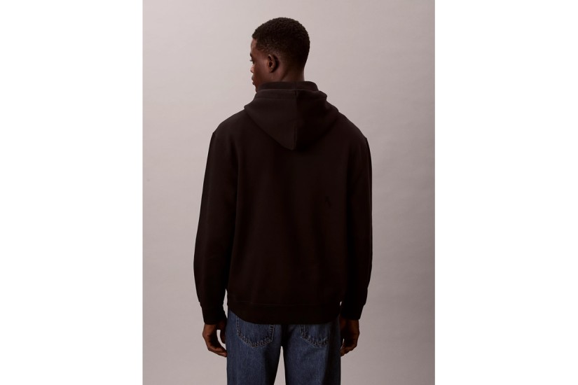 Calvin Klein Fleece Monogram Logo Patch Ανδρικό Hoodie Μαύρο
