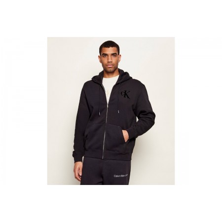 Calvin Klein Ανδρική Βαμβακερή Ζακέτα με Κουκούλα Μαύρη