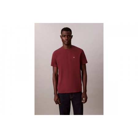 Calvin Klein Monogram Logo Ανδρικό Κοντομάνικο T-Shirt Μπορντό