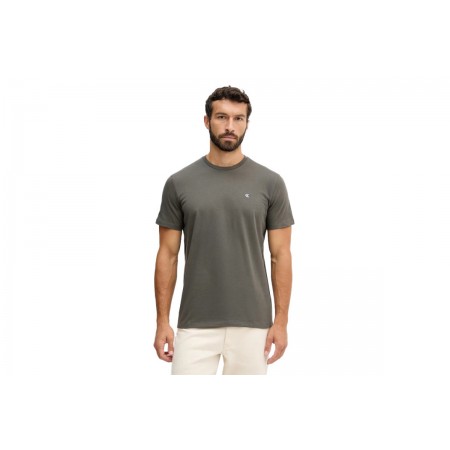 Calvin Klein Monogram Logo Ανδρικό Κοντομάνικο T-Shirt Ανθρακί