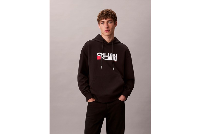 Calvin Klein Logo Graphic Ανδρικό Φούτερ με Κουκούλα Μαύρο