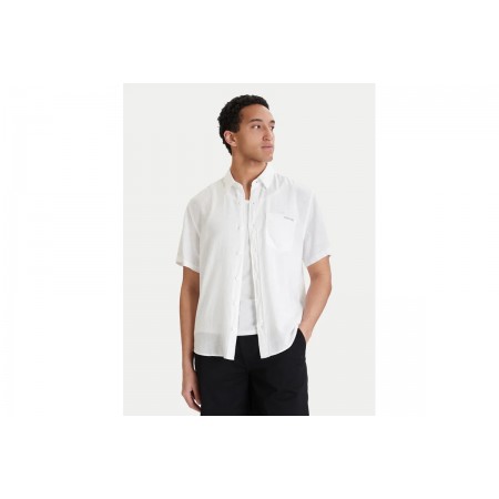 Calvin Klein Linen Classic Πουκάμισο Κοντομάνικο Ανδρικό 