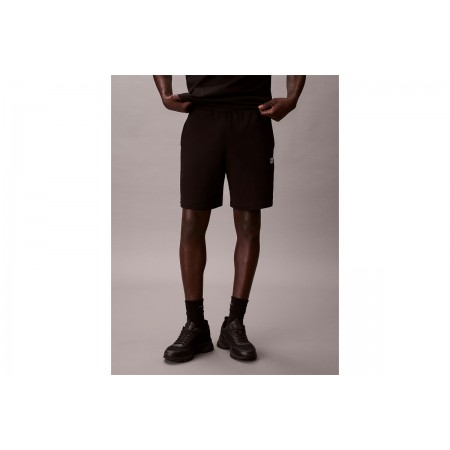 Calvin Klein Cotton Terry Badge Ανδρική Αθλητική Βερμούδα Μαύρη