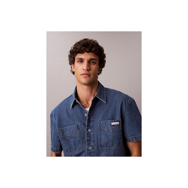 Calvin Klein Boxy Denim Πουκάμισο Κοντομάνικο Ανδρικό (LV04RF711G WEE)