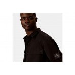 Calvin Klein Cotton Twill Utility Overshirt Ανδρικό Μακρυμάνικο Πουκάμισο Μαύρο