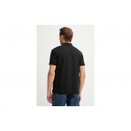 Calvin Klein Micro Waffle Classic Badge Ανδρικό Κοντομάνικο T-Shirt Polo Μαύρο