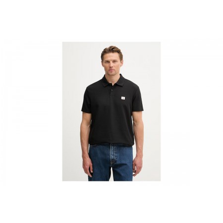 Calvin Klein Micro Waffle Classic Badge Ανδρικό Κοντομάνικο T-Shirt Polo Μαύρο