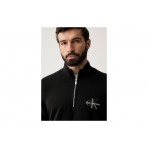 Calvin Klein Monologo Ανδρική Μακρυμάνικη Μπλούζα με Φερμουάρ Μαύρη