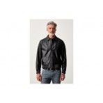 Calvin Klein Faux Leather Ανδρικό Μπουφάν Bomber Μαύρο