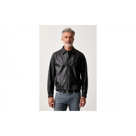 Calvin Klein Faux Leather Ανδρικό Μπουφάν Bomber Μαύρο