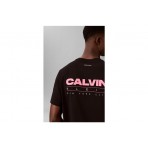 Calvin Klein Relaxed Back Logo Ανδρικό Κοντομάνικο T-Shirt Μαύρο, Ροζ