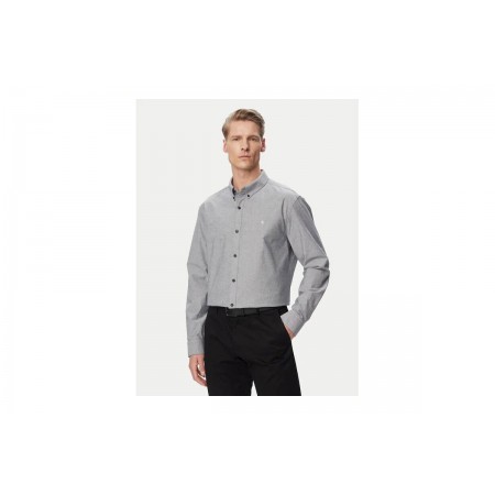 Calvin Klein Solid Classic Oxford Ανδρικό Μακρυμάνικο Πουκάμισο Γκρι