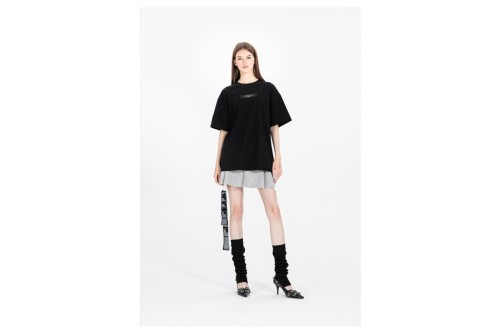Mwm Cords Back Circle Logo Patch Regular Fit T-Shirt (MW092020358 BLACK)