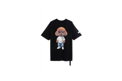 Mwm Teddy Bear Sweatwear Dog Print Regular Fit T-Shirt (MW092020456 BLACK)