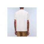 Napapijri Box Logo Ανδρικό Κοντομάνικο T-Shirt Εκρού