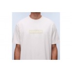 Napapijri Box Logo Ανδρικό Κοντομάνικο T-Shirt Εκρού