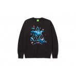 Huf Space Dolphins Wash Crew Hoodie Ανδρικό (PF00528 BLACK)