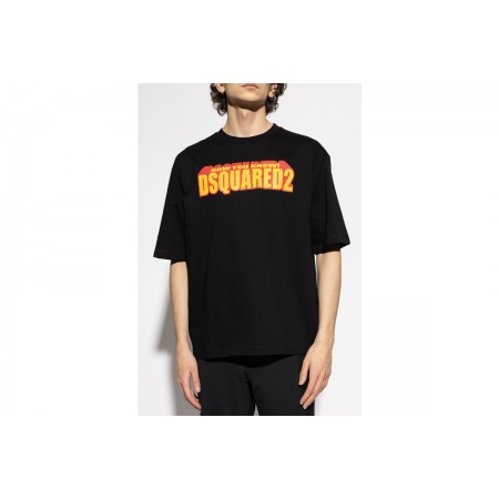 Dsquared2 Loose Fit Ανδρικό Κοντομάνικο T-Shirt Μαύρο