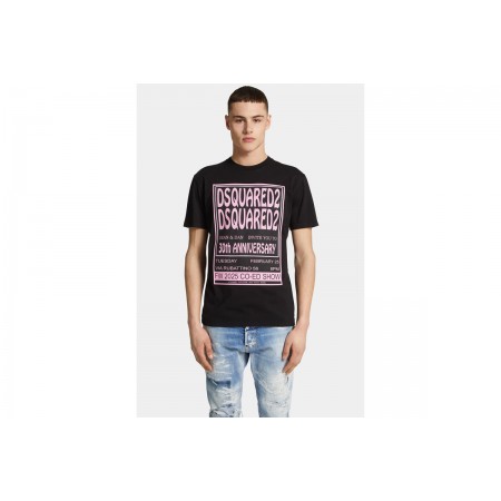 Dsquared2 Cool Fit Fashion Show Ανδρικό Κοντομάνικο T-Shirt Μαύρο, Ροζ