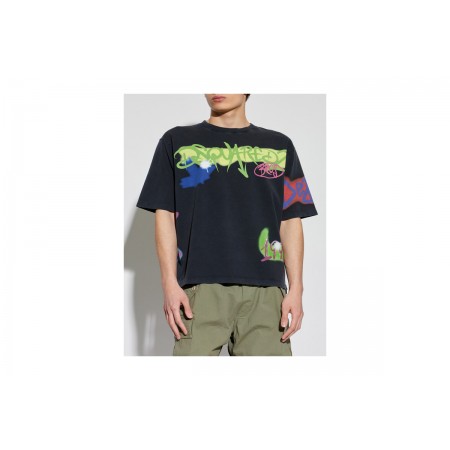 Dsquared2 Rebel Tags Ανδρικό Κοντομάνικο T-Shirt Ανθρακί