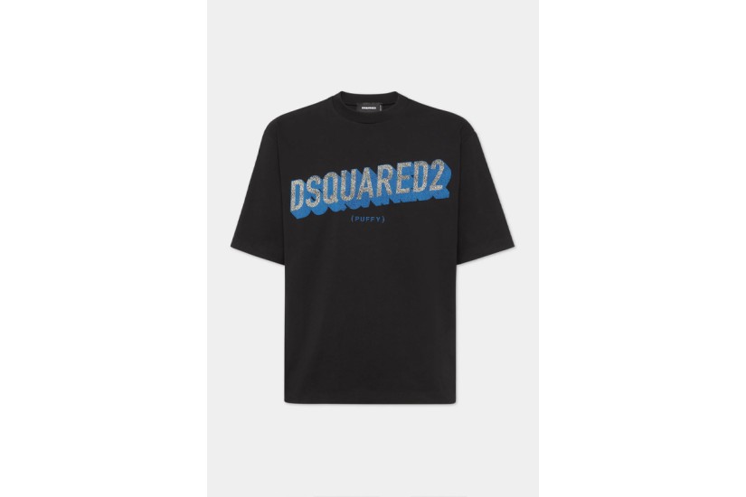 Dsquared2 Loose Fit 3D Logo Ανδρικό Κοντομάνικο T-Shirt Μαύρο