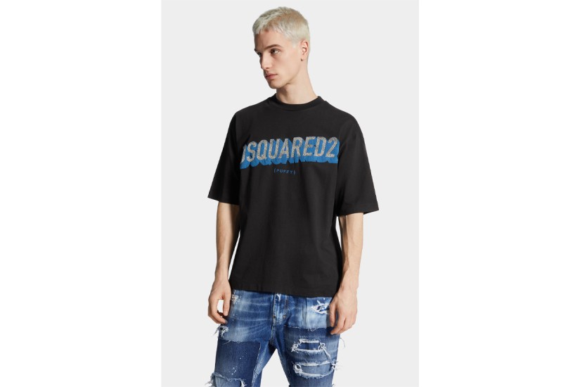 Dsquared2 Loose Fit 3D Logo Ανδρικό Κοντομάνικο T-Shirt Μαύρο