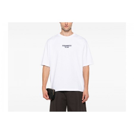 Dsquared2 Loose Fit Logo Ανδρικό Κοντομάνικο T-Shirt Λευκό