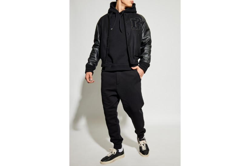 Dsquared2 Relax Fit Ανδρική Μακρυμάνικη Μπλούζα με Κουκούλα Μαύρη