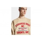 Dsquared2 Relax Fit Dirty Ανδρική Μακρυμάνικη Μπλούζα Εκρού