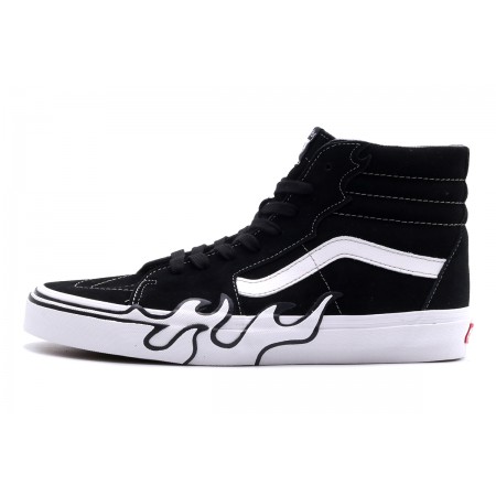 Vans Sk8-Hi Flame Ανδρικά Sneakers Μποτάκια Μαύρα, Λευκά