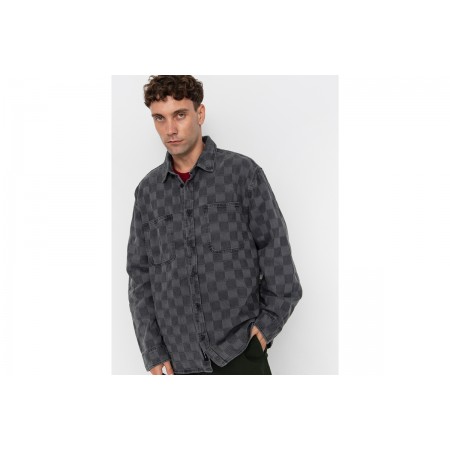 Vans Hastings Checkerboard Ανδρικό Μακρυμάνικο Πουκάμισο Γκρι Σκούρο
