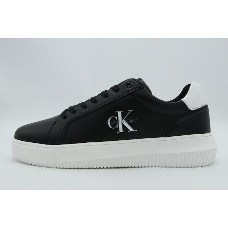 Calvin Klein Leather Ανδρικά Sneakers Μαύρα, Λευκά
