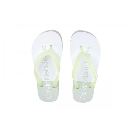Calvin Klein Beach Sandal Flatform Σαγιονάρες Λευκές & Γκρι