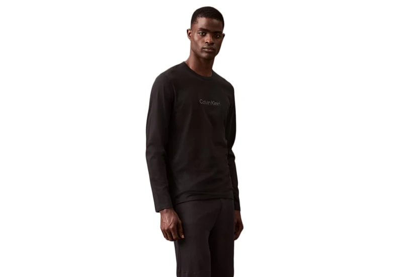 Calvin Klein Ανδρική Μακρυμάνικη Μπλούζα Πιτζάμας με Λαιμόκοψη Μαύρη