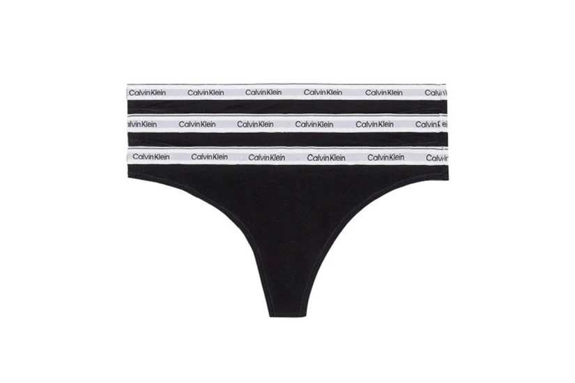Calvin Klein Γυναικεία Εσώρουχα String Μαύρα 3 Τεμάχια