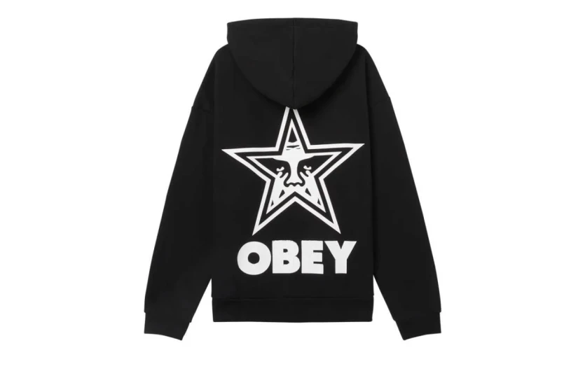 Obey Bold Star Extra Heavy Ανδρικό Φούτερ Με Κουκούλα Μαύρο