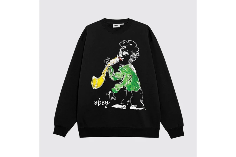 Obey Jazz Player Premium Premium Ανδρική Μακρυμάνικη Μπλούζα Μαύρη