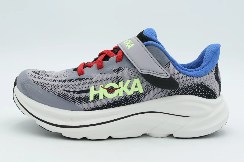 Hoka One One Clifton 10 Παιδικά Αθλητικά Παπούτσια για Τρέξιμο Γκρι, Μπλε, Κίτρινα Φλούο, Λευκά