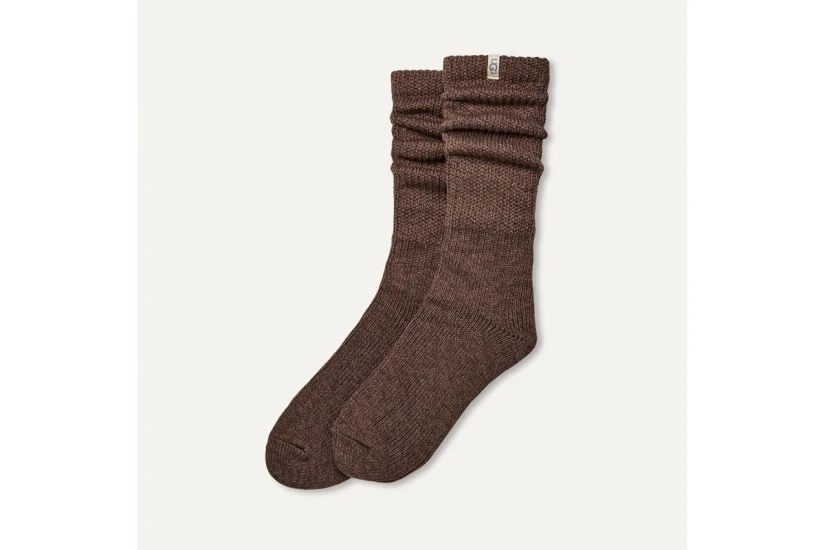 Ugg Tyla Slouchy Crew II Γυναικείες Ψηλές Κάλτσες Καφέ 1 Ζευγάρι