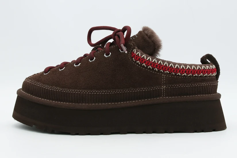 Ugg Heritage Lace-Up Γυναικείες Παντόφλες Καφέ, Μπορντό, Εκρού