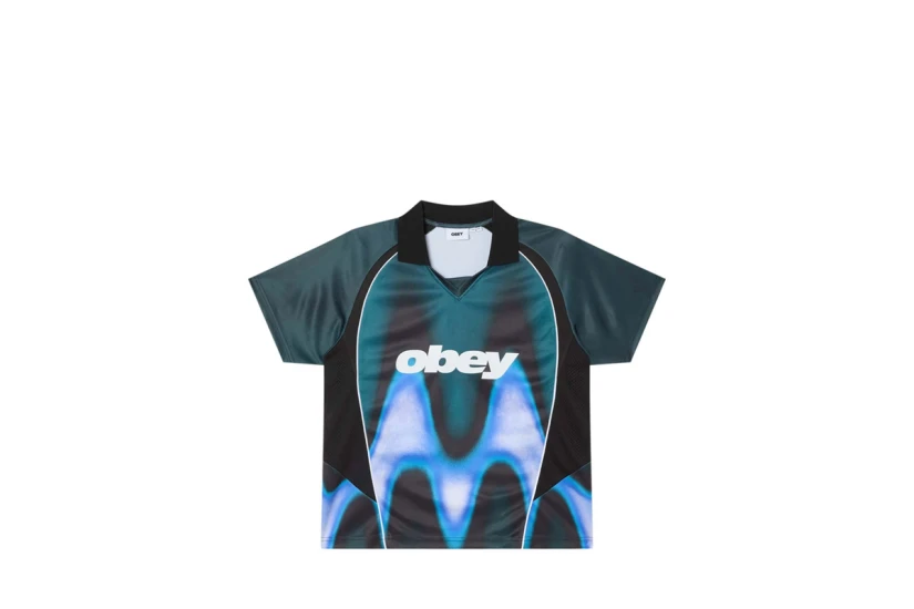 Obey Blurred Soccer Jersey V-Neck Ανδρικό Κοντομάνικο T-Shirt Πετρόλ, Μαύρο, Μπλε, Λευκό