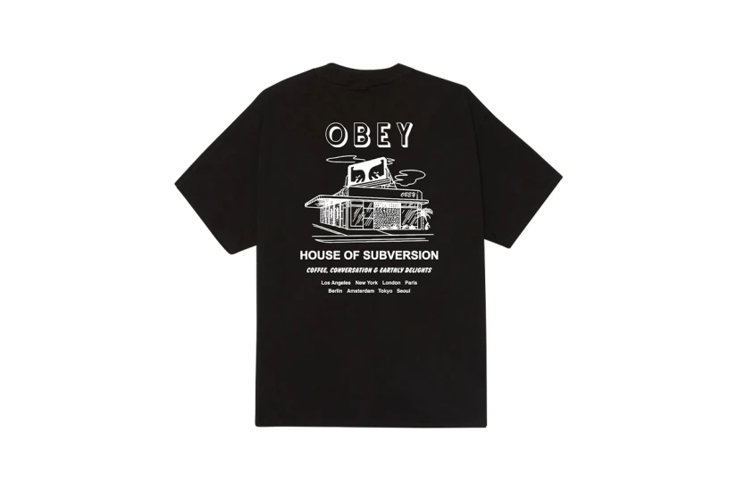 Obey House Of Subversion Ανδρικό Κοντομάνικο T-Shirt Μαύρο, Λευκό