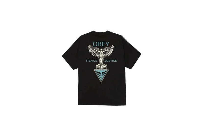Obey Nouveau Angel Classic Ανδρικό Κοντομάνικο T-Shirt Μαύρο