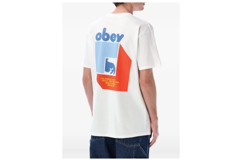 Obey Peep Hole Classic Ανδρικό Κοντομάνικο T-Shirt Λευκό, Μπλε, Γαλάζιο, Πορτοκαλί