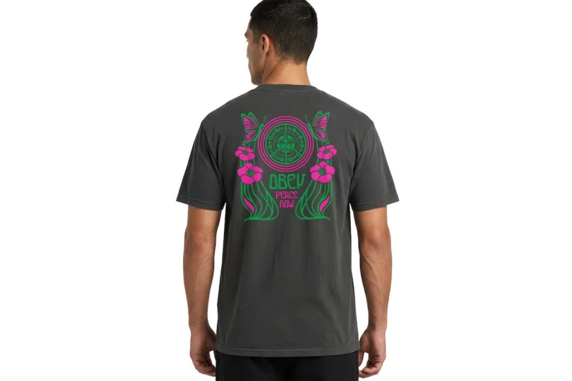 Obey Peace Now Butterflies Classic Ανδρικό Κοντομάνικο T-Shirt Μαύρο