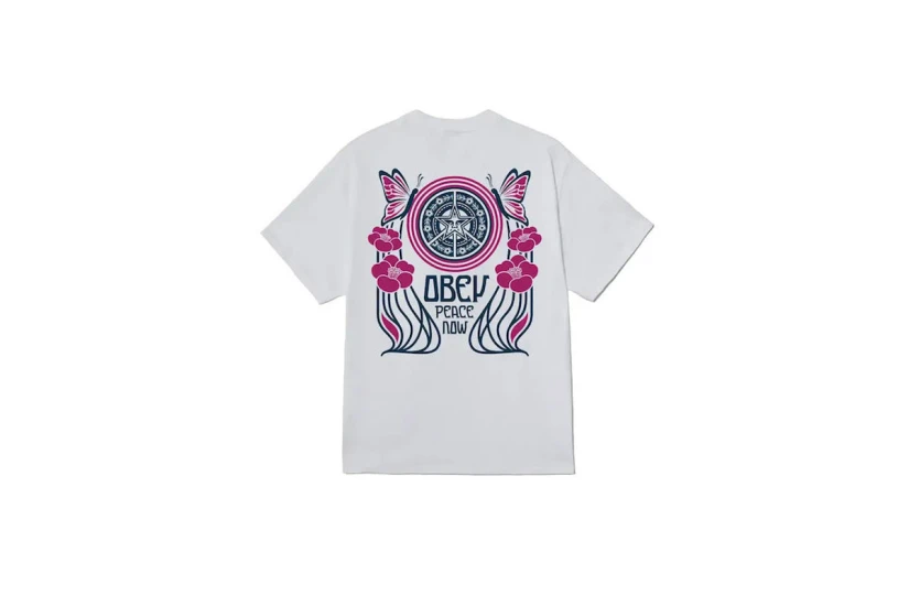 Obey Peace Now Butterflies Classic Ανδρικό Κοντομάνικο T-Shirt Λευκό