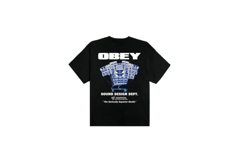 Obey Sound Design Dept Heavyweight Ανδρικό Κοντομάνικο T-Shirt Μαύρο, Λευκό, Μπλε