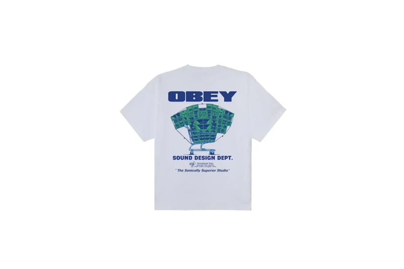 Obey Sound Design Dept Heavyweight Ανδρικό Κοντομάνικο T-Shirt Λευκό, Μπλε, Πράσινο