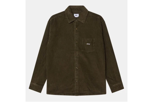 Obey Buckley Corduroy Πουκάμισο Μακρυμάνικο Ανδρικό (181200411 BLACK OLIVE)